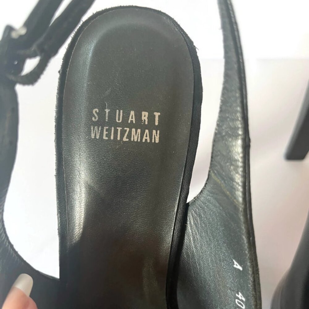 Stuart Weitzman Elegant Black Slingback Platform Heels - Picture 8 of 9